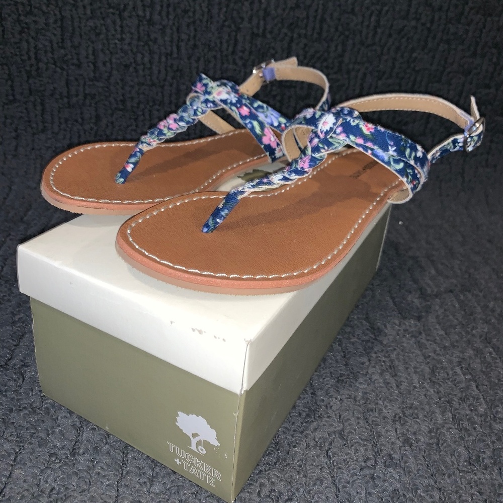 Tucker + Tate Blue Floral Buckle Girls' Sandals